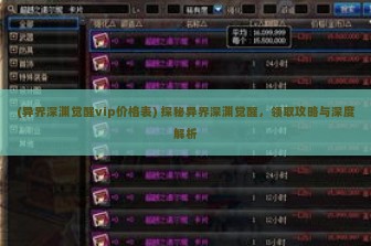 (异界深渊觉醒vip价格表) 探秘异界深渊觉醒，领取攻略与深度解析